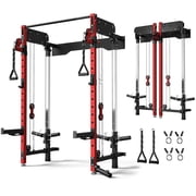MITONOS Wall Mounted Folding Squat Rack,Power Rack with Dual Independent Pulley System, 5 Adjustable Modes, Functional Trainer for Space Saving Home Gym