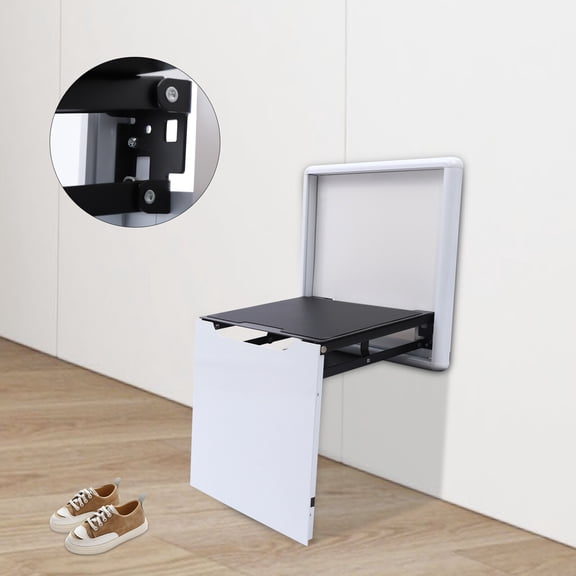 Hidden Wall Mounted Folding Chair Seat Shoes Changing Folding Seat Folding Seat Wall-Mounted Household Furniture Home Aluminum Alloy Wall Mounted Seats