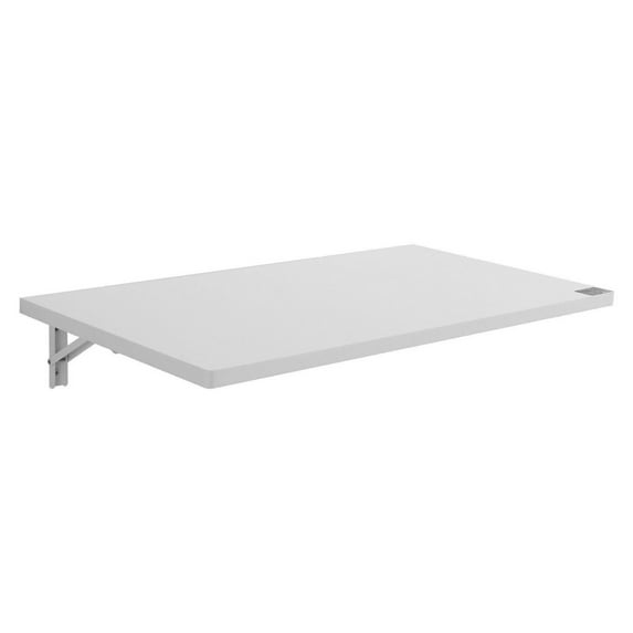 Wall Mounted Folding Table - 35.43" x 19.69" Drop Leaf Desk, Floating Desk with Iron Bracket, Fold Down Table for Small Spaces, Home Office, Kitchen - White