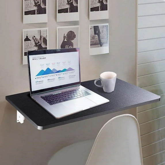 Wall Mounted Folding Table and Computer Desk , Fold Down Wall Mounted Desk ,Wall-mounted Drop-leaf Table,use in Study, Bedroom, Bathroom, Kitchen, Dining room ,Bar ,Black
