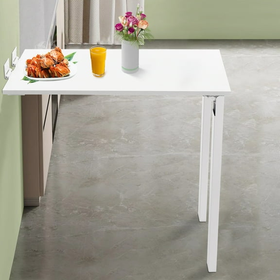 Wall Mounted Folding Table, Flip-up Fold Down Wall Floating Desk with Support Legs, Wall Table for Room Restaurant Office