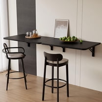 Wall Mounted Folding Table, Floating Desk 24x15.7Inch, Fold Down Shelf Wall Mounted with Heavy Iron , Foldable Table for Launrdy Room, Office Study Work Bench, Kitchen Dining, Black