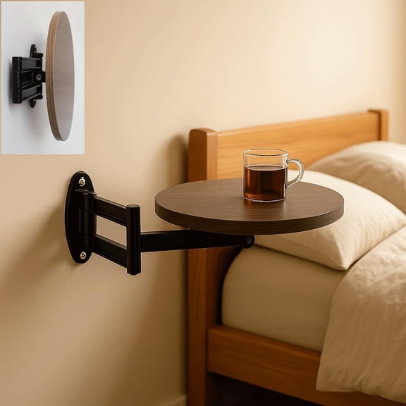Wall Mounted Folding Table,Floating Desk for Wall,Sofa Side Table for Small Spaces,Bedside Folding Coffee Table,with Heavy-Durability Brackets, Perfect Addition to Bedside/Sofa Side/by the Desk