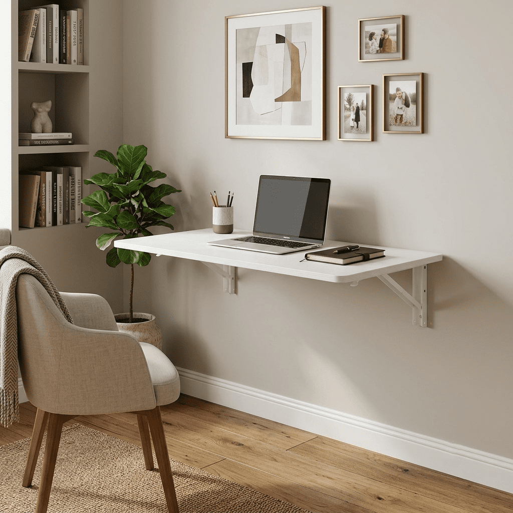 Wall Mounted Folding Table,Floating Desk for Small Spaces,Heavy-Duty Fold Down Wall Desk for Laundry,Kitchen & Dining Room,31.4"W x 15.10"D