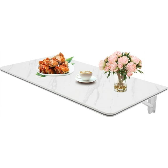 Wall Mounted Folding Table Floating Wall Desk for Small Spaces Functional Hanging Desk Laundry Table for Home Office Study Work Bench Kitchen Dining 31.5 x15.75in