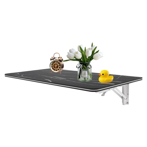 Wall Mounted Folding Table Floating Wall Desk Small Spaces Functional Hanging Desk Laundry Table for Home Office Work Bench Kitchen Dining (Black)