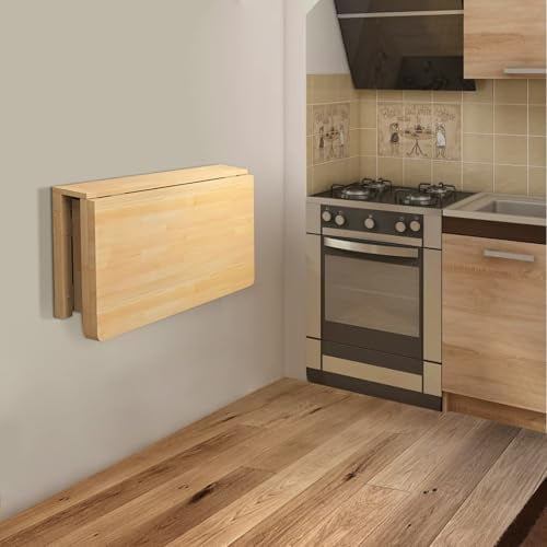 Wall Mounted Folding Table, Fold Down Table for Laundry Room, Natural ...