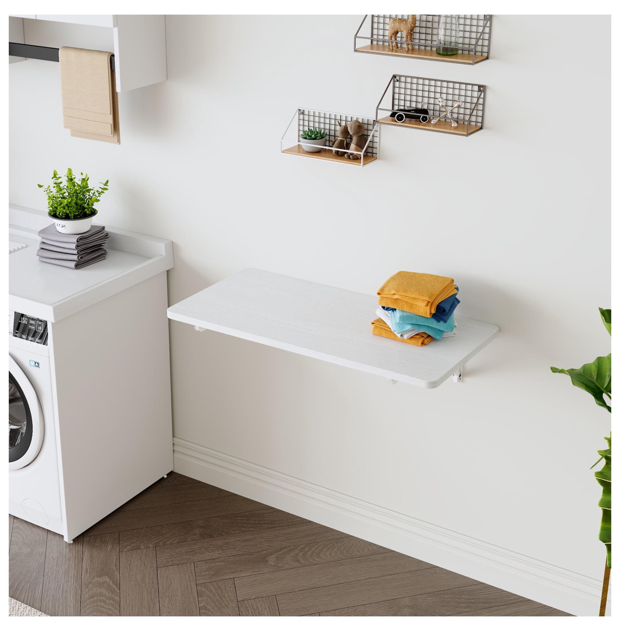 Wall Mounted Folding Table - Laundry Room, Garage, Home Office - Fold ...
