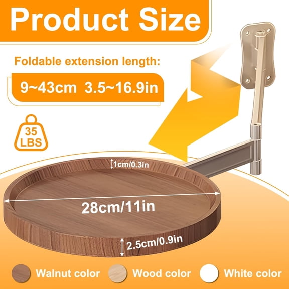 Wall Mounted Folding Table, Retractable Floating Desk for Wall Small Spaces, Wooden Foldable Hanging Table, Fold Down Wall Desk for Bedroom, Balcony, Living Room, Study (Walnut)