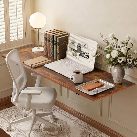 Wall Mounted Folding Table, Rustic Brown, 47" x 20.5"