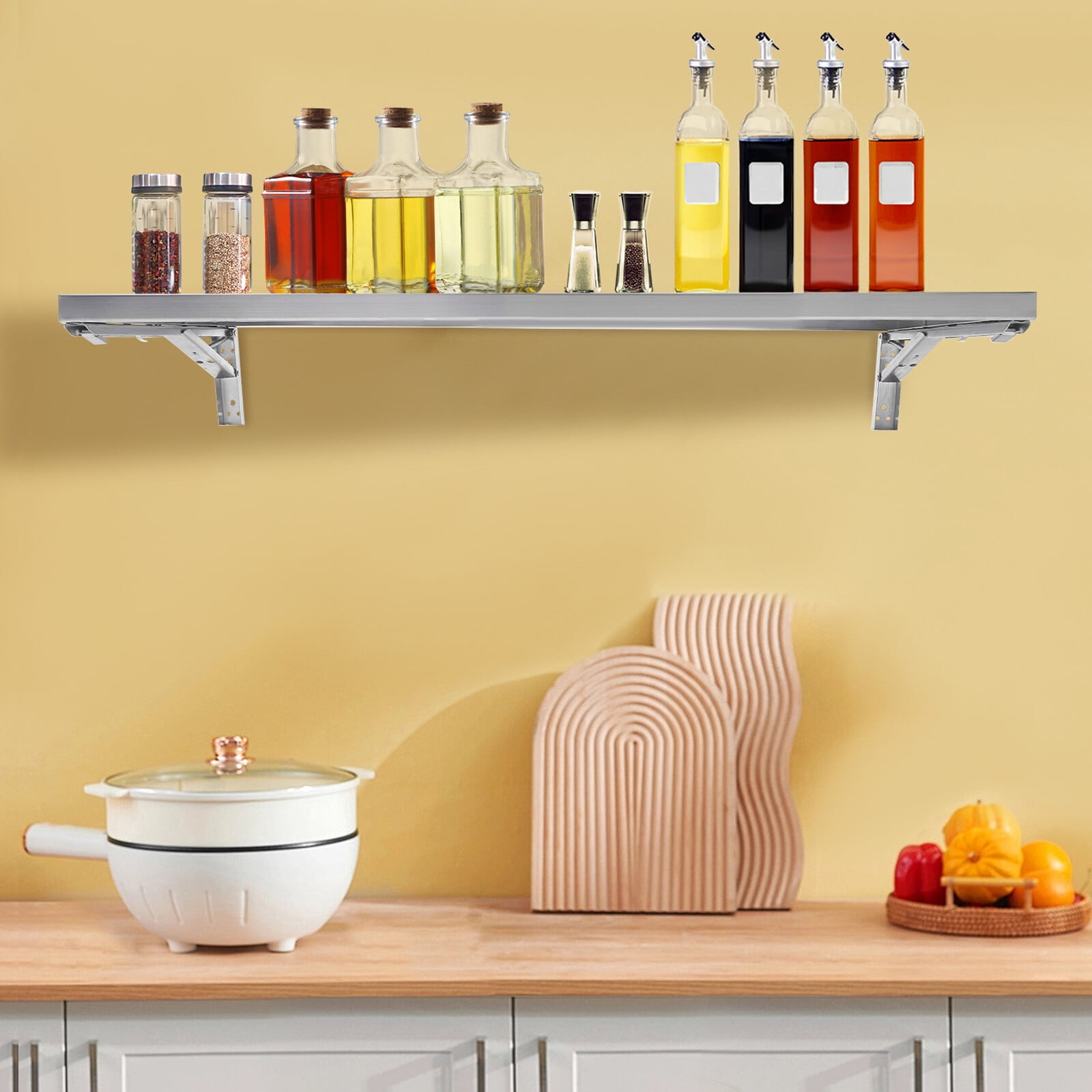 Wall Mounted Folding Table Shelving Collapsible Workbench Stainless ...