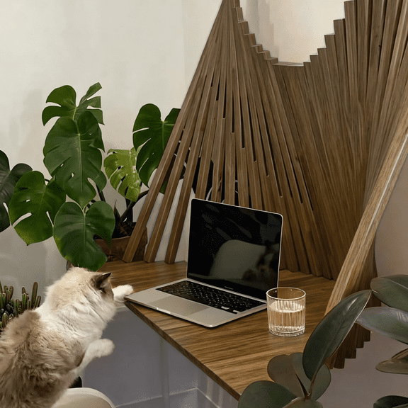 Wall Mounted Folding Table Solid Wood - Wooden Drop Leaf Foldable Desk, Fold Down Laundry Table for Office, Kitchen, Small Space & Laundry Room