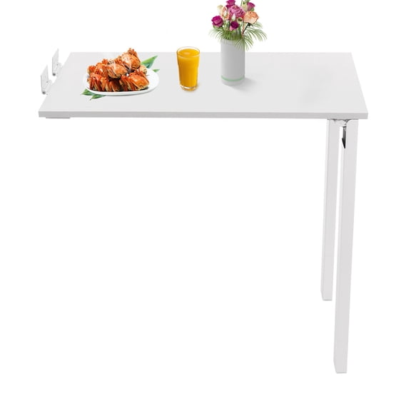 Wall Mounted Folding Table, White Folding Dining Table, Folding Table Load-bearing 60kg/132.28lbs