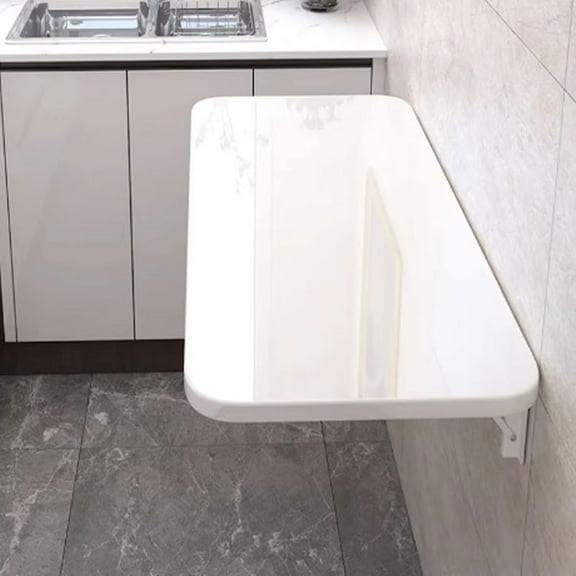 Wall Mounted Folding Table,floating desk for wall,folding wall desks for small spaces,hanging desk for Home Office Computer Workstation,Study Work Bench, Kitchen Dining (white, 23.6"×15.7"(60×40cm))