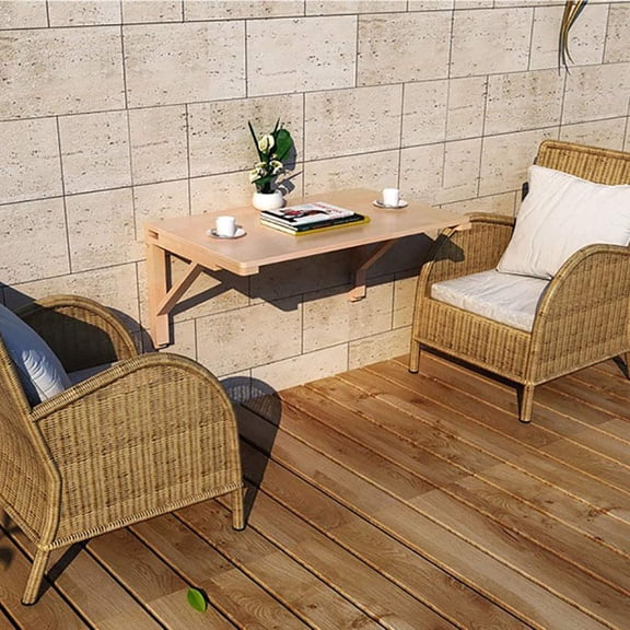 Wall Mounted Folding Table for Laundry Room, Kids Floating Desk for Dining Study Kitchen - Cherry Wood