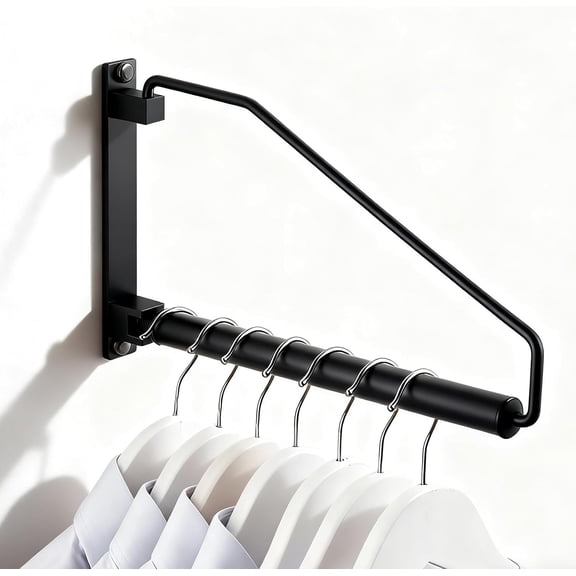 Wall-Mounted Folding Triangle Clothes Hanger Rack for Drying and Storage  Black Brass