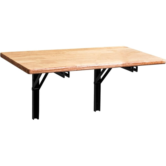 Wall Mounted Folding Workbench Fold Down Table Utility Bench Solutions Laundry Shelf Wall Desk with Shelf Bracket (32 x 18)