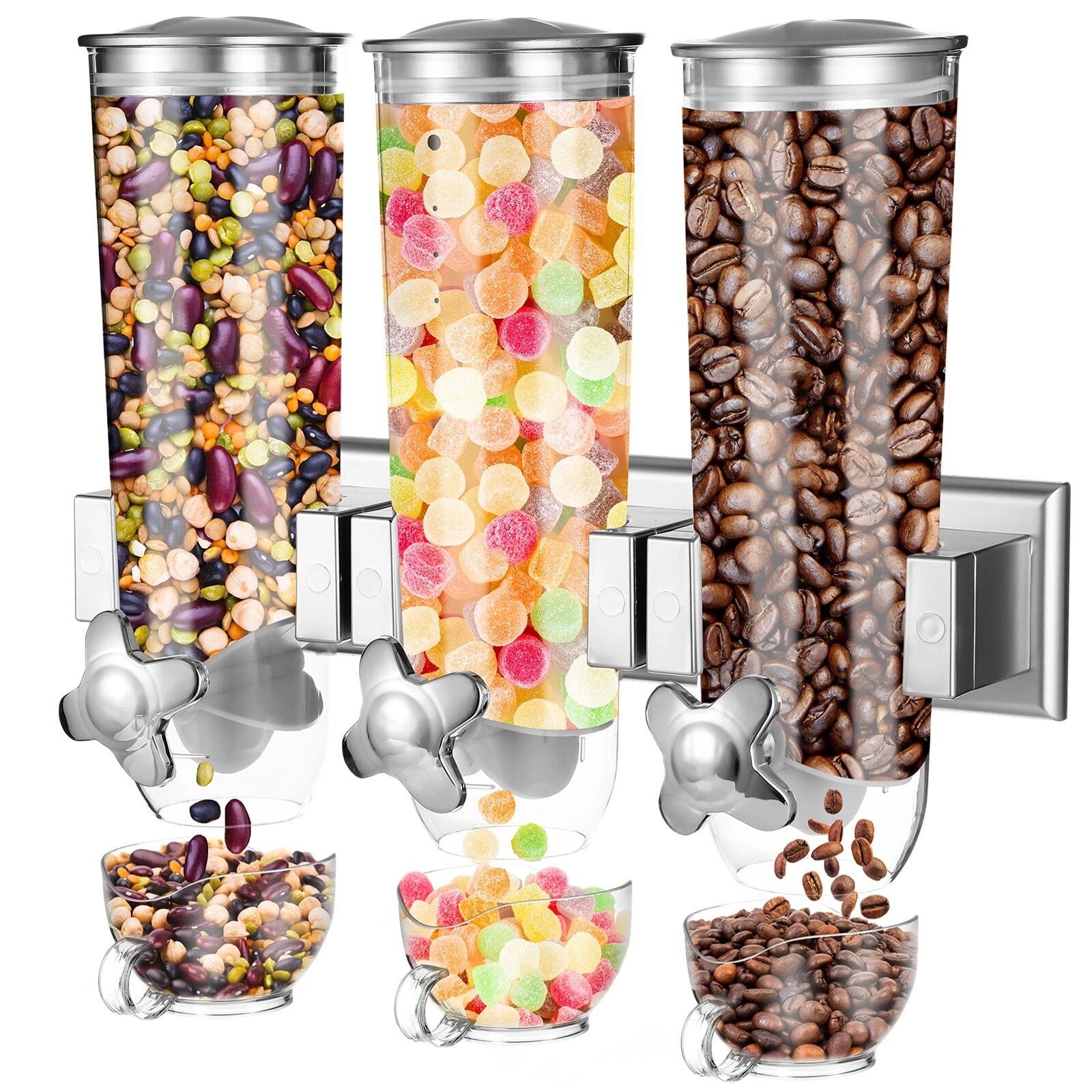 Cereal Dispenser Wall Mounted Wall Mounted Food Dispenser Triple Cereal Dispenser Wall Mounted Wall Mounted Food Dispenser Triple