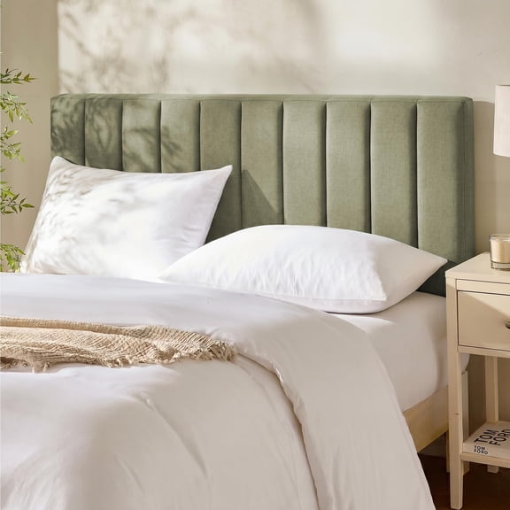 Wall Mounted Full Headboard Modern Design Olive Green 1 Piece