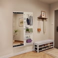 thumbnail image 1 of Wall Mounted Full Length Mirror, Full Body Mirror with Shelf, Full Body Mirror with Hook Wall Mounted Mirror with Multifunctional Design Panel, Bedroom, Living Room, Entrance, White, 1 of 6