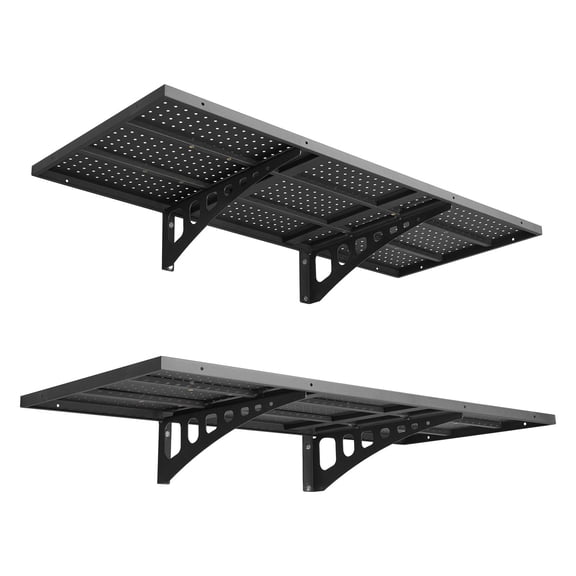 Wall Mounted Garage Shelving 2-Tier Heavy Steel Storage Rack, 48 Inch Floating Shelf, 560 lbs Capacity, Black