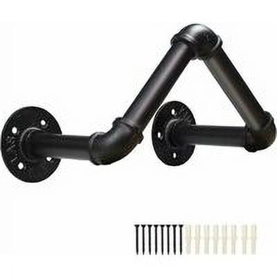 Wall Mounted Garden Hose Holder, Cast Iron Free Standing Metal Water Hose Holder with Screws and Expansion Screws, Garden Hose Holder for Indoor and Outdoor Use Black, 1