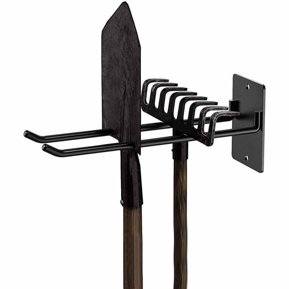 Wall-Mounted Garden Tool Rack Storage Organizer for Shovels Brooms Hoses and Yard Equipment Heavy Duty Metal Utility Hanger for Garage Shed and Home Workspace