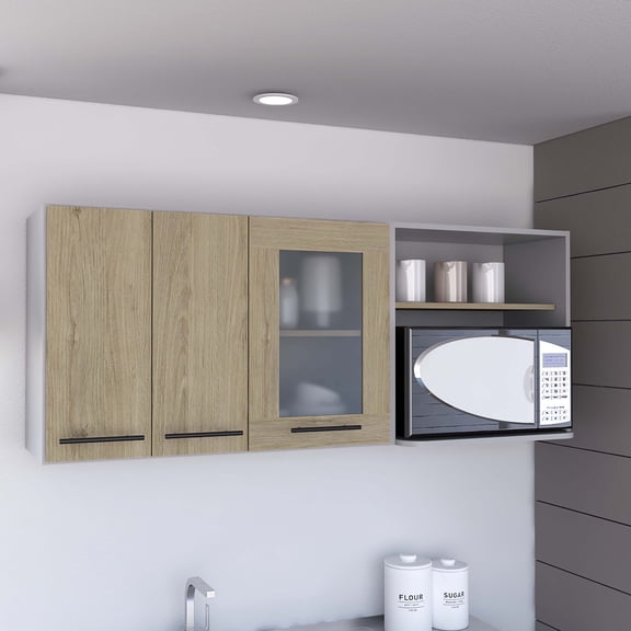 Wall - Mounted Glass Cabinet | Suitable for Kitchen, Simple to Remove | TSCA - Compliant Engineered Wood | Addresses Storage and Installation Difficulties