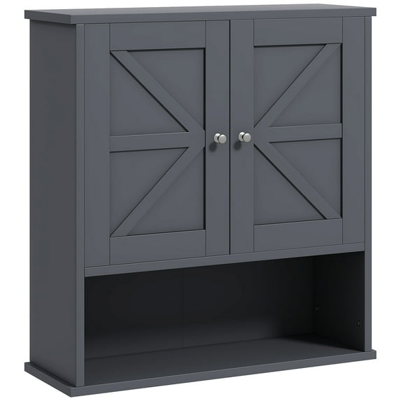 Wall Mounted Gray Bathroom Cupboard, With Flavor And Adjustable Storage Facilities Closet, Shelves For Practical Organization