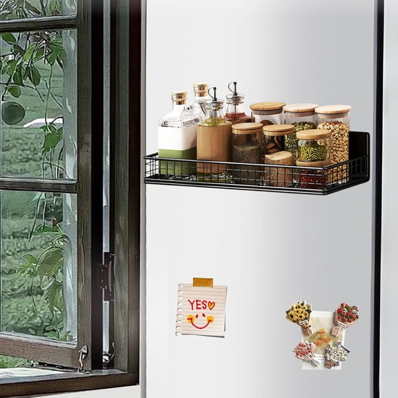 Wall Mounted Grid Storage Basket , Farmhouse Metal Wire Organizer for Bathroom , Kitchen , Bedroom , Over The Toilet Shelf , Floating Shelves for Wall , No Drilling Hanging Basket for Toiletries