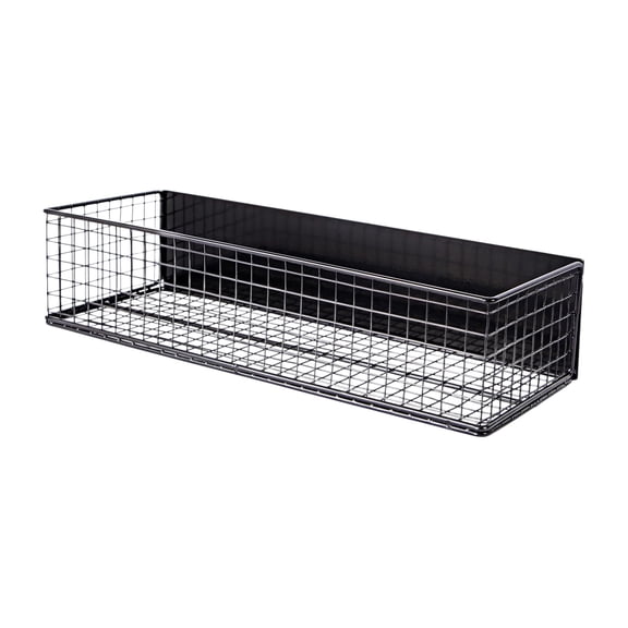 Wall Mounted Grid Storage Basket , Farmhouse Metal Wire Organizer for Bathroom , Kitchen , Bedroom , Over The Toilet Shelf , Floating Shelves for Wall , No Drilling Hanging Basket for Toiletries