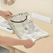 Wall-Mounted Plastic Bag Dispenser – Removable Mesh Holder with Strong Adhesive, Rust-Resistant & Easy-to-Clean Organizer for Kitchen, Pantry & Laundry Room