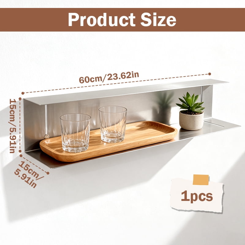 Ornate Display Rack Wall-Mounted H-Shaped Stainless Steel Shelf – Multi-Layer Decorative ...