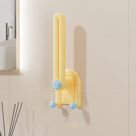 Wall Mounted Hair Accessories Organizer with Foldable Hooks, Adhesive Jewelry Rack for Headbands Hair Ties Clips, Space-Saving Bathroom Dressing Table Storage