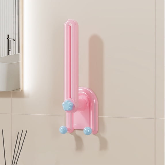 Wall Mounted Hair Accessories Organizer with Foldable Hooks, Adhesive Jewelry Rack for Headbands Hair Ties Clips, Space-Saving Bathroom Dressing Table Storage