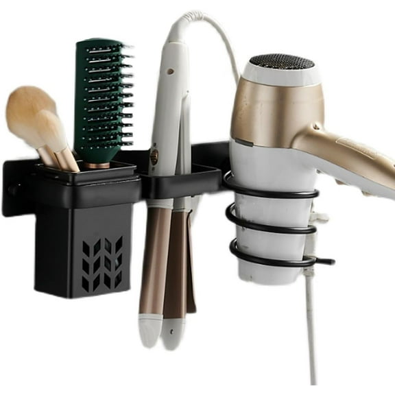 Wall Mounted Hair Dryer Holder - Blow Dryer Holder with Hair Tool Organizer for Easy Access - Space Saving Hair Dryer Wall Mount for Home or Salon Use