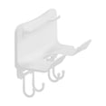 thumbnail image 1 of Wall Mounted Hair Dryer Organizer With Hooks And Phone Rack No Drill NonMarking Sticker Installation Space Saving Bathroom Shelf Cable Management Built In U Shaped Silicone Pad, 1 of 6