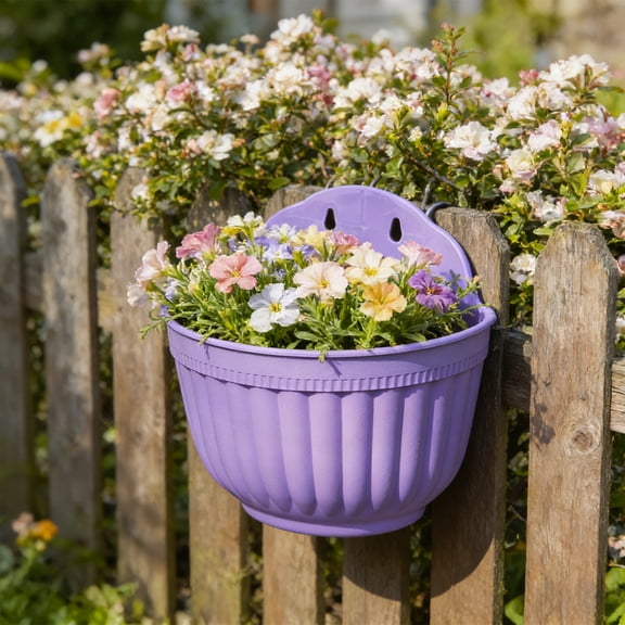 Wall Mounted Half Hanging Flower Pot Elegant Planter Drainage Space-Saving Design for Desktop Kitchen Balcony Garden Decor