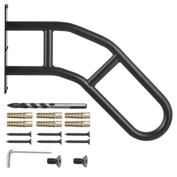 Wall-Mounted Handrail 32" with 440 lbs Capacity, Carbon Steel, Metal Expansion Tubes, Double Connection Rods, for Stairs Garage Garden