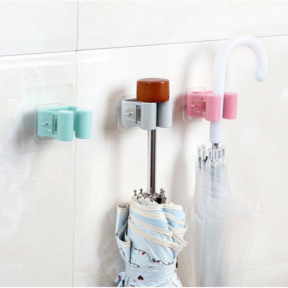 Wall Mounted Hanger - 2.7 x 2.7in, Storage Rack for Mop Umbrella and Brushes, Holds Up to 11 Lbs