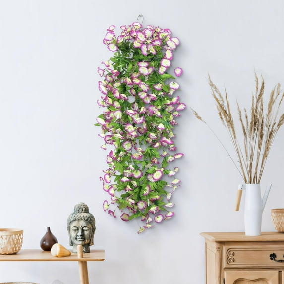 Wall Mounted Hanging Basket with 85cm Sturdy Rod, 12 Flower Vines Decorative Wall Decor for Home Garden Patio Balcony, Lightweight Easy Install Indoor Outdoor Plant Display Holder
