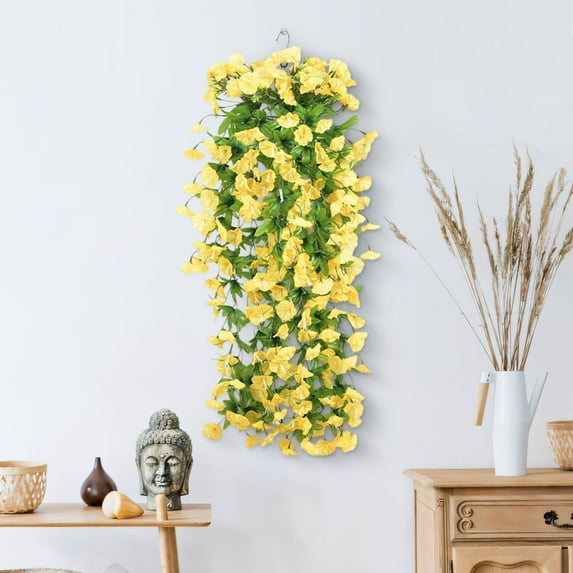 Wall Mounted Hanging Basket with 85cm Sturdy Rod, 12 Flower Vines Decorative Wall Decor for Home Garden Patio Balcony, Lightweight Easy Install Indoor Outdoor Plant Display Holder