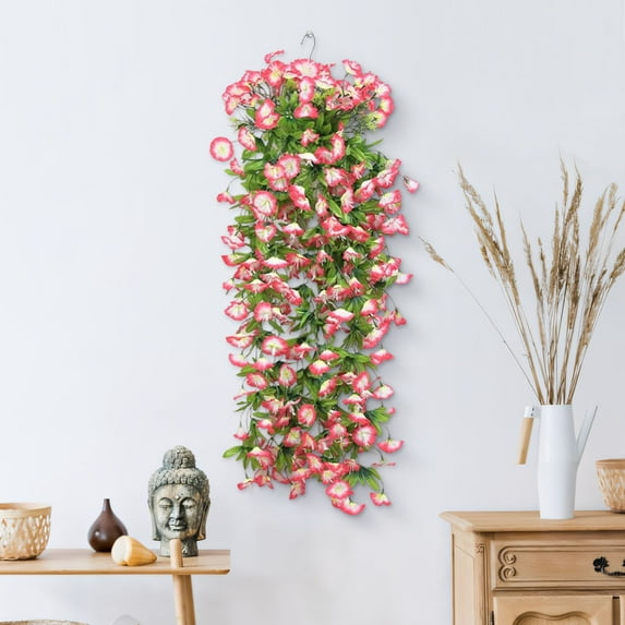 Wall Mounted Hanging Basket with 85cm Sturdy Rod, 12 Flower Vines Decorative Wall Decor for Home Garden Patio Balcony, Lightweight Easy Install Indoor Outdoor Plant Display Holder