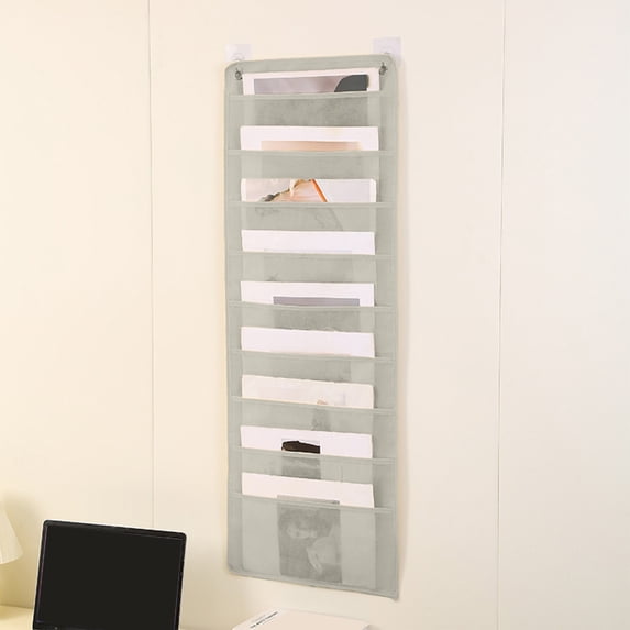 Wall Mounted Hanging File Organizer with Pockets for Home Office and School, Non Woven Handheld Document Storage Bag for A4 Legal Letter Files