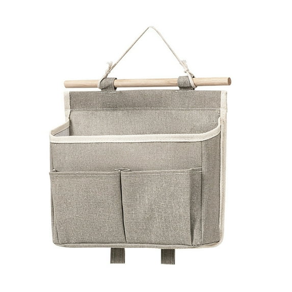 Wall Mounted Hanging Storage Bag - Cotton Linen, Multi-Compartment & Foldable - for Dormitory, Bedside & Organizing