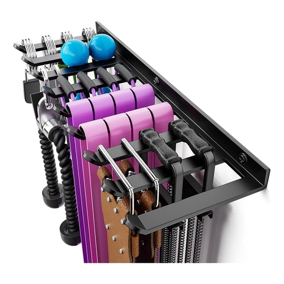 Wall Mounted Home Gym Equipment Storage Rack for Resistance Bands, Cable Attachments, Lifting Belts, Jump Ropes