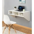thumbnail image 1 of Basicwise Wall-Mounted Computer Desk with Storage Shelves Floating Laptop Table for Home Office or Study Room Foldable Workstation with Compartments for Books Office Supplies and Decor, White Finish, 1 of 10