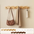 thumbnail image 1 of Wall Mounted Hook Rack 6 Non-Rusting Wooden Hooks - Coat, Towel, Hat Organizer for Bathroom, Kitchen, Living Room White, Brown, Khaki 52x5x5cm Durable Storage, 1 of 7