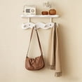 thumbnail image 1 of Wall Mounted Hook Rack, Wooden Coat Rack with 4 Heavy Duty Hooks for Entryway, Bathroom Towel Hanger for Kitchen, Hallway, Mudroom Organization, Hats, Bags, Robes, Non Rusting Wall Storage Solution, 1 of 6