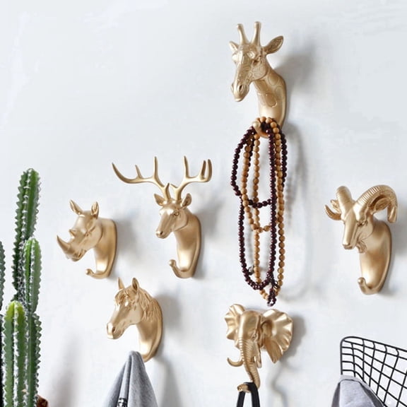 Wall Mounted Hooks Animal Rack Coat Caps Wall Hanger Horse Elephant Hooks Decorative Decor Bathroom Accessories A